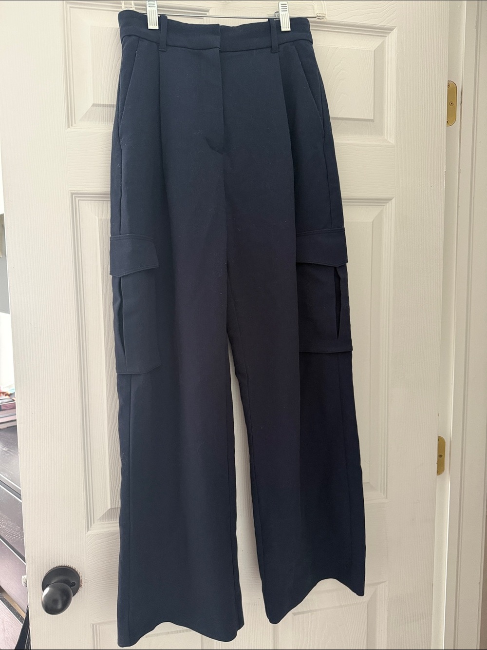 Abercrombie & Fitch Navy Wide-Leg Cargo Trousers
